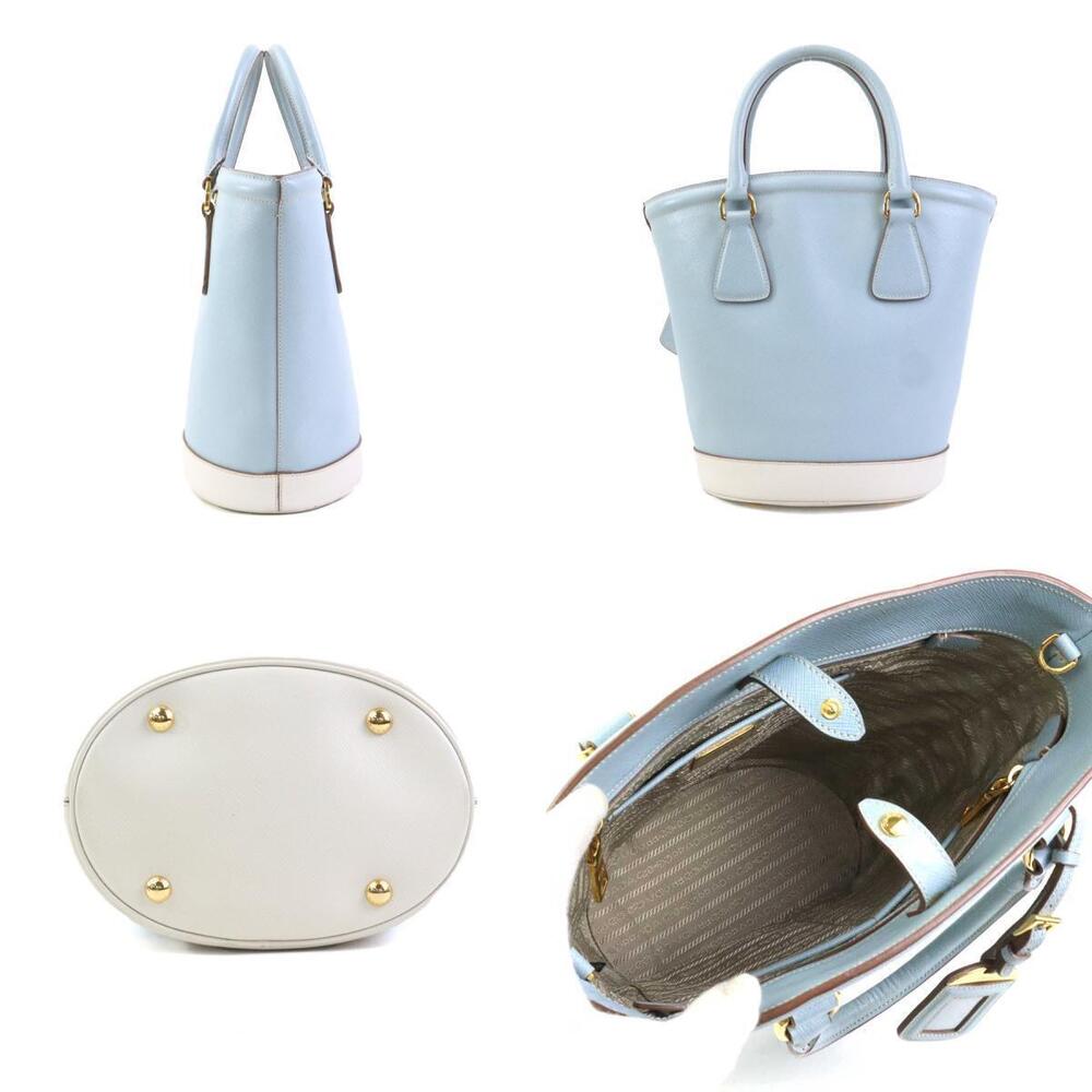 Prada and light leather blue handbag off-white bucket Blue White